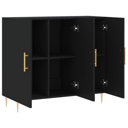 Credenza Nera 90x34x80 cm in Legno Multistrato - homemem39