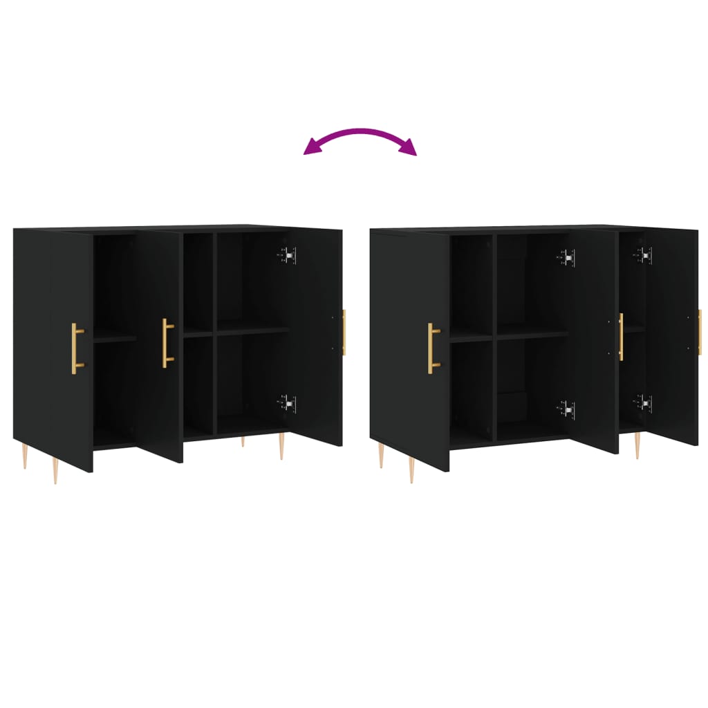 Credenza Nera 90x34x80 cm in Legno Multistrato - homemem39