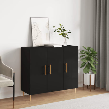 Credenza Nera 90x34x80 cm in Legno Multistrato - homemem39