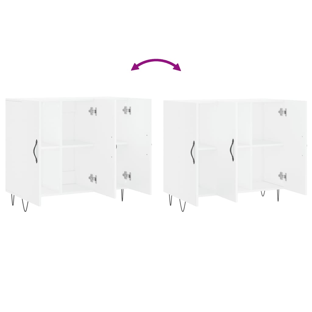 Credenza Bianca 90x34x80 cm in Legno Multistrato - homemem39