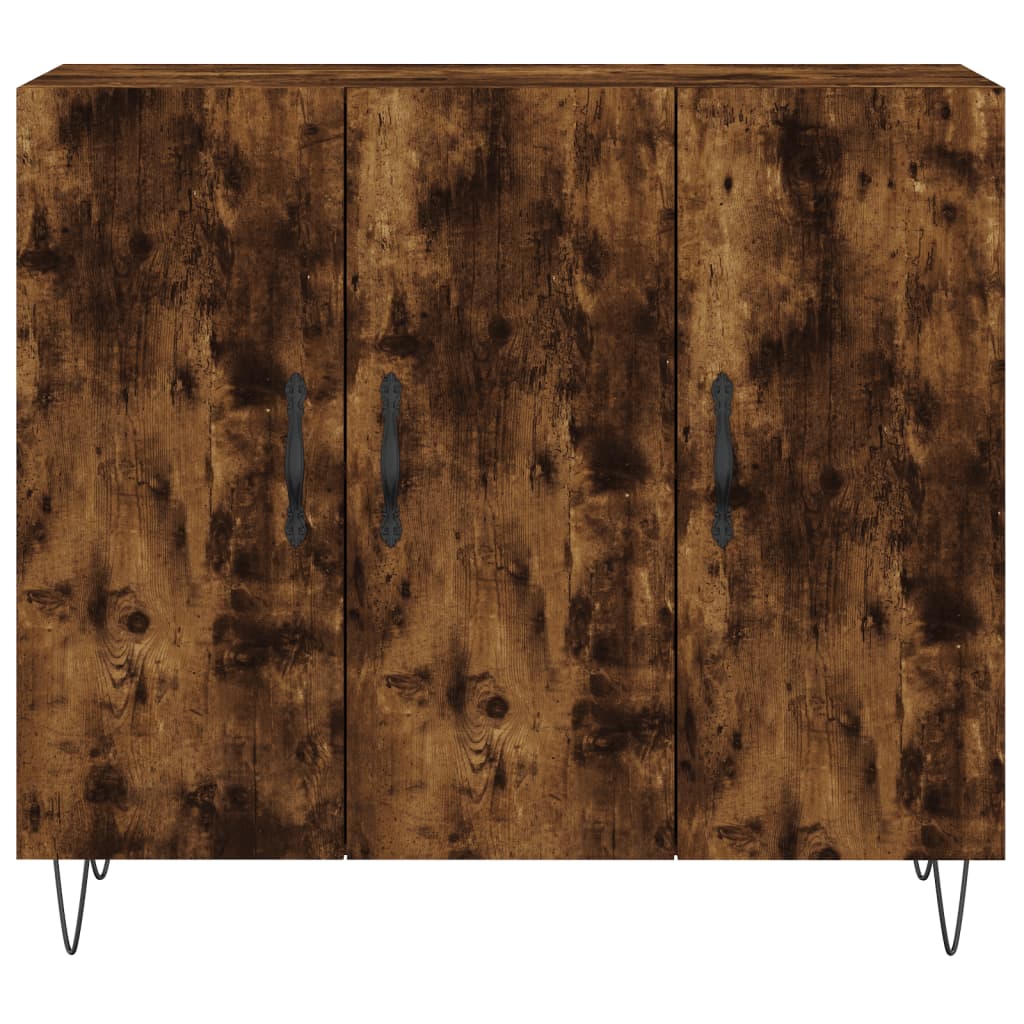 Credenza Rovere Fumo 90x34x80 cm in Legno Multistrato