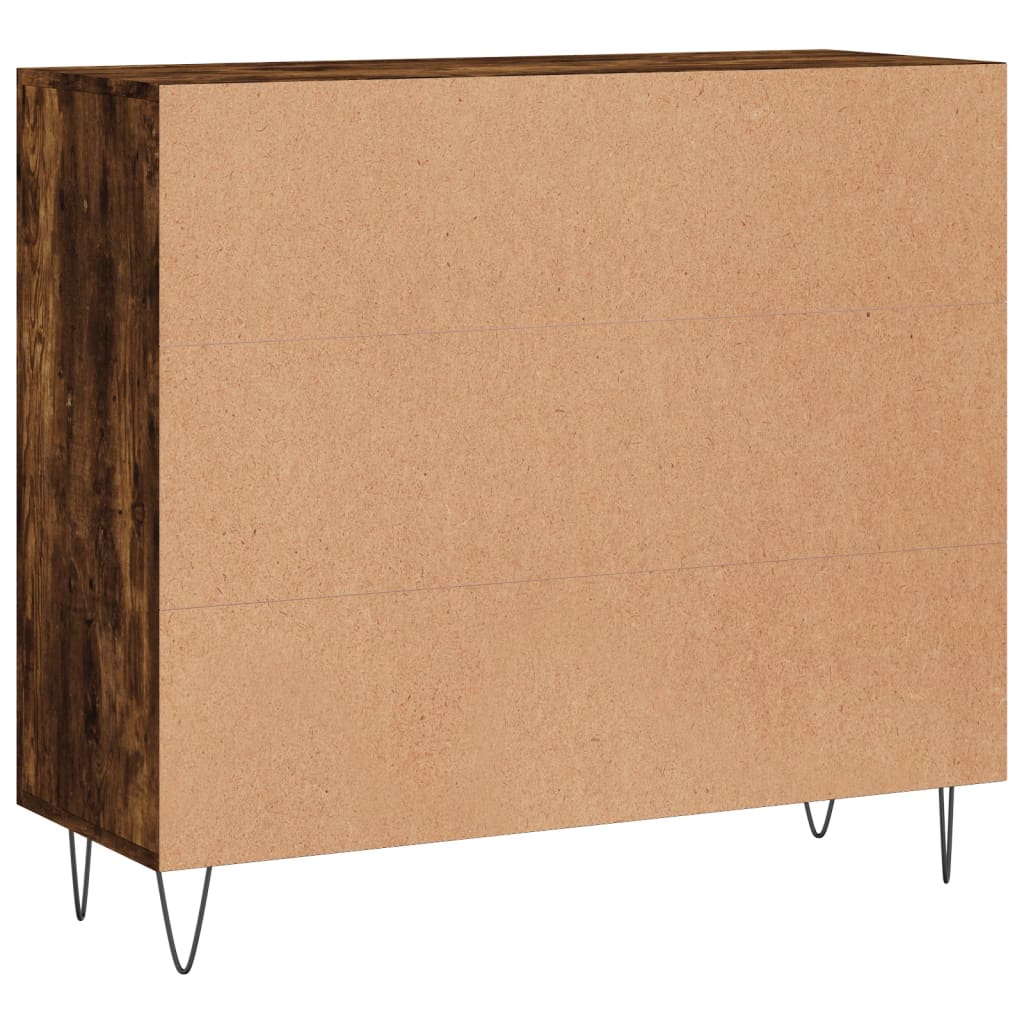 Credenza Rovere Fumo 90x34x80 cm in Legno Multistrato