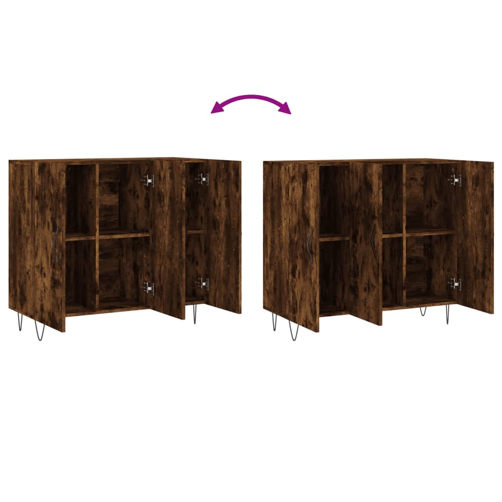 Credenza Rovere Fumo 90x34x80 cm in Legno Multistrato