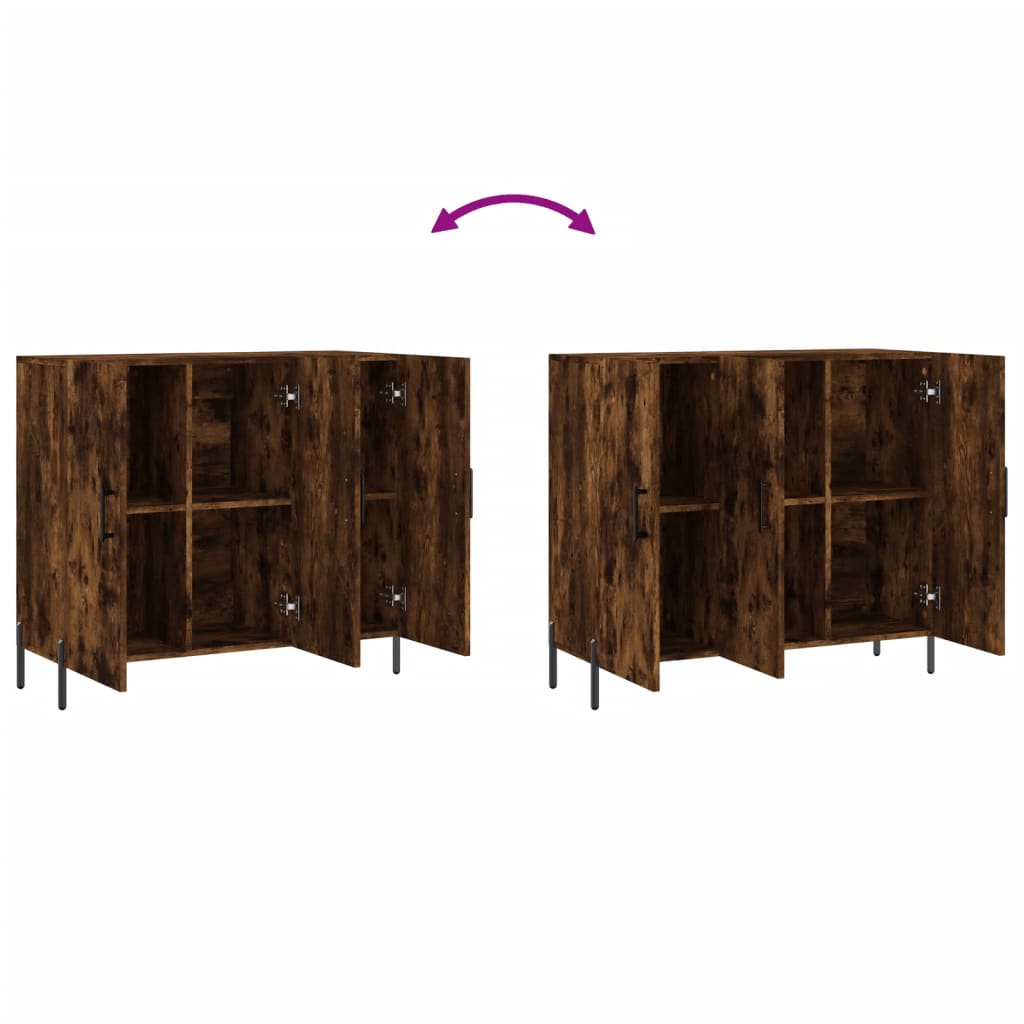 Credenza Rovere Fumo 90x34x80 cm in Legno Multistrato - homemem39