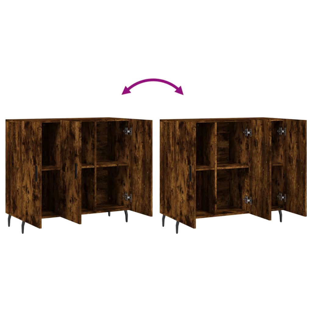 Credenza Rovere Fumo 90x34x80 cm in Legno Multistrato - homemem39