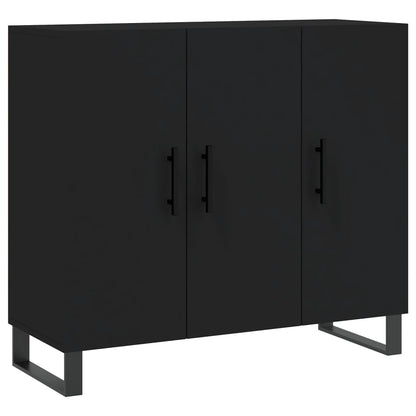 Credenza Nera 90x34x80 cm in Legno Multistrato