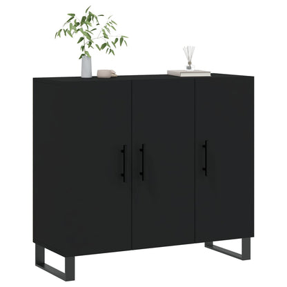 Credenza Nera 90x34x80 cm in Legno Multistrato