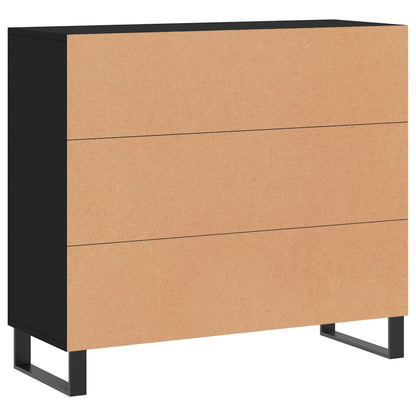 Credenza Nera 90x34x80 cm in Legno Multistrato