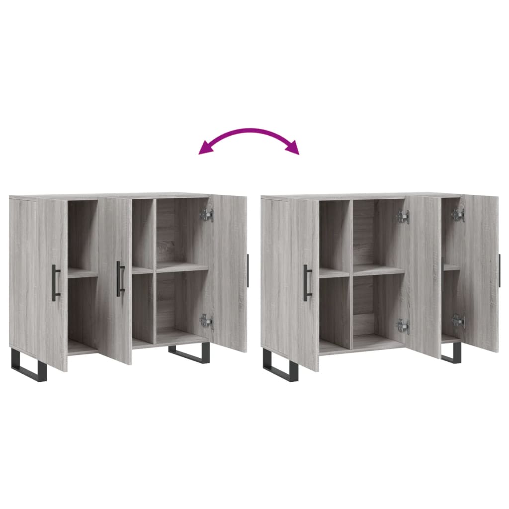 Credenza Grigio Sonoma 90x34x80 cm in Legno Multistrato - homemem39