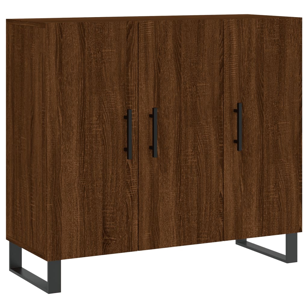 Credenza Rovere Marrone 90x34x80 cm in Legno Multistrato - homemem39