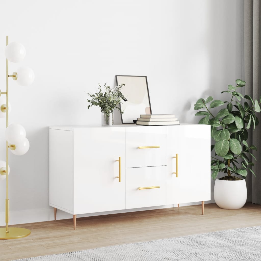 Credenza Bianco Lucido 100x36x60 cm in Legno Multistrato - homemem39