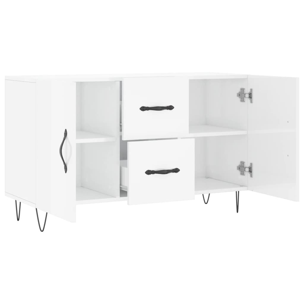 Credenza Bianco Lucido 100x36x60 cm in Legno Multistrato