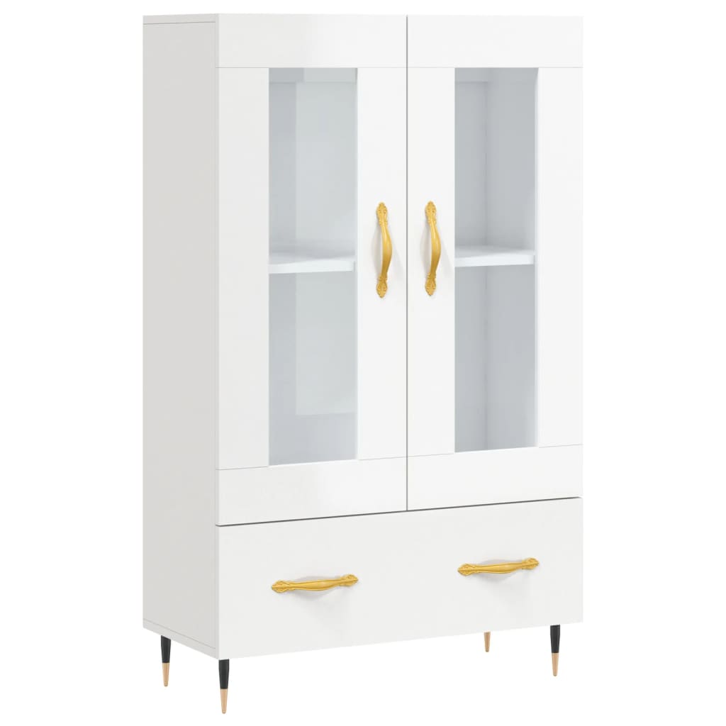 Credenza Bianco Lucido 69,5x31x115 cm in Legno Multistrato