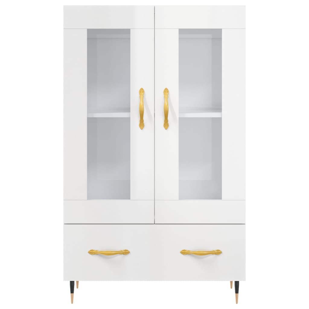 Credenza Bianco Lucido 69,5x31x115 cm in Legno Multistrato