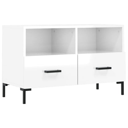 Mobile Porta TV Bianco Lucido 80x36x50 cm in Legno Multistrato - homemem39