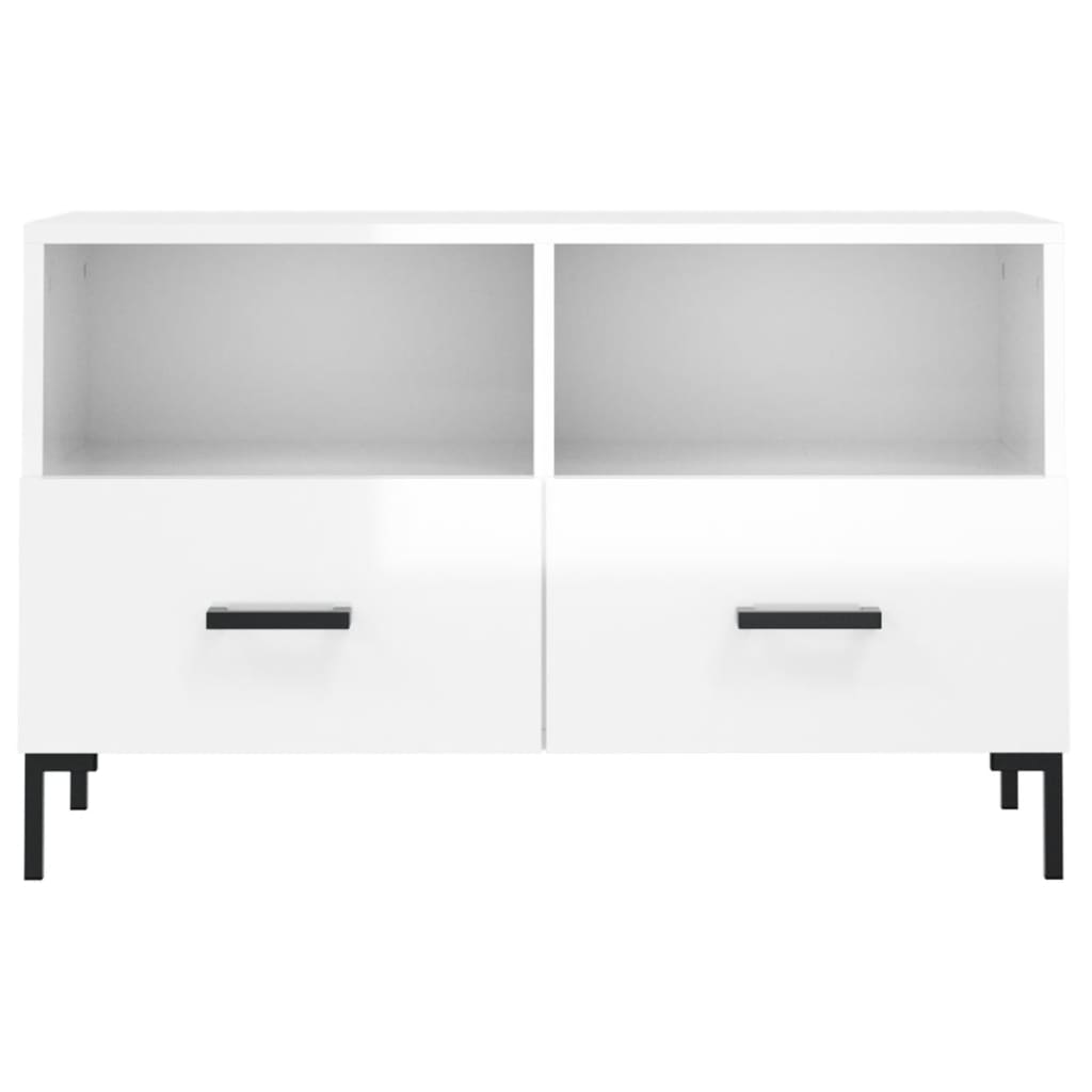 Mobile Porta TV Bianco Lucido 80x36x50 cm in Legno Multistrato - homemem39