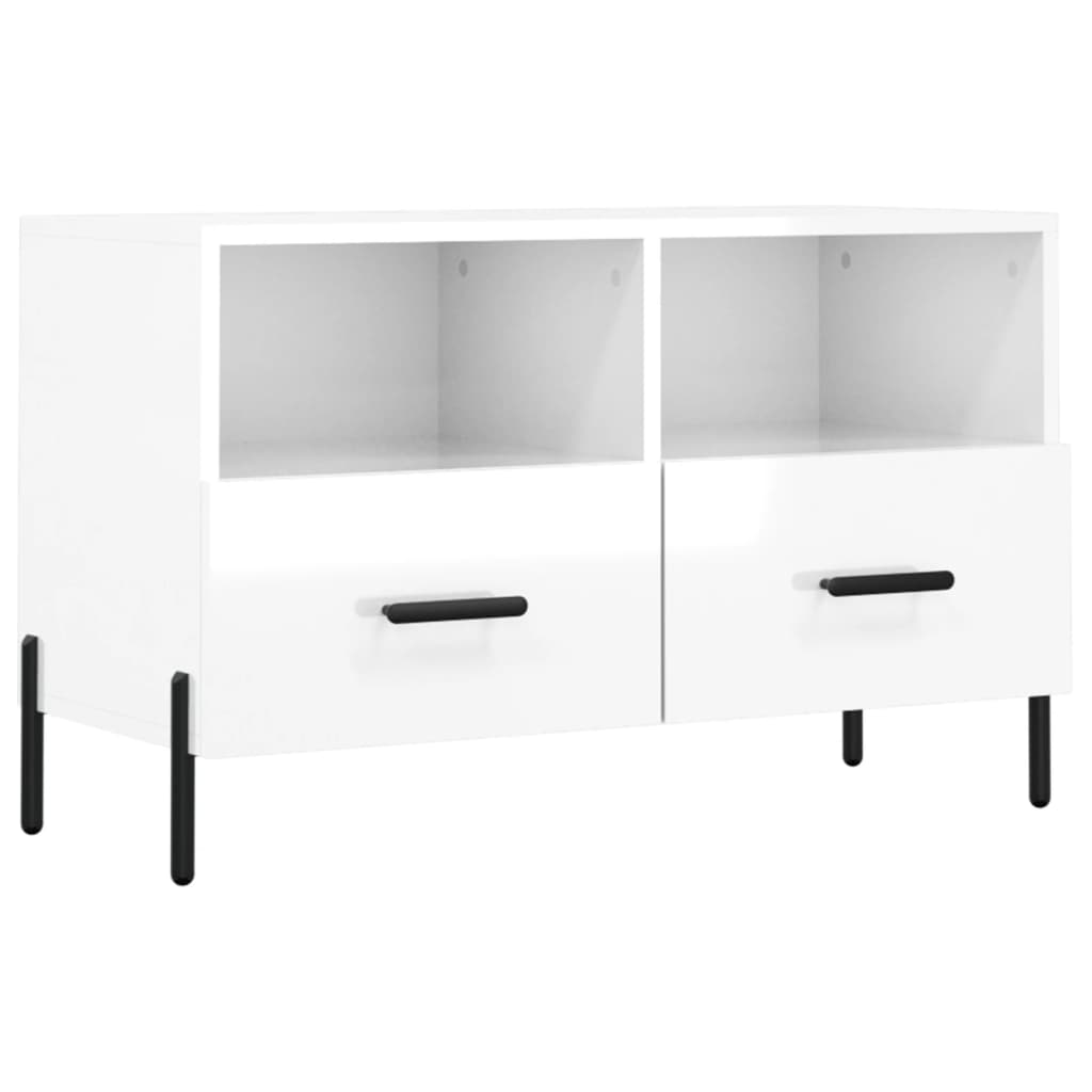 Mobile Porta TV Bianco Lucido 80x36x50 cm in Legno Multistrato - homemem39