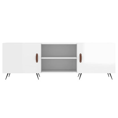 Mobile Porta TV Bianco Lucido 150x30x50 cm in Legno Multistrato - homemem39