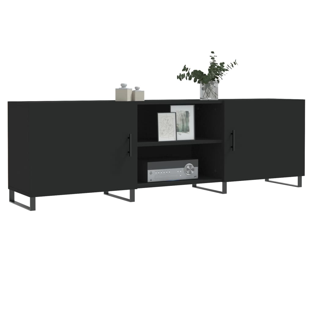 Mobile Porta TV Nero 150x30x50 cm in Legno Multistrato - homemem39