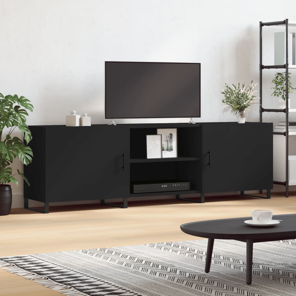 Mobile Porta TV Nero 150x30x50 cm in Legno Multistrato - homemem39