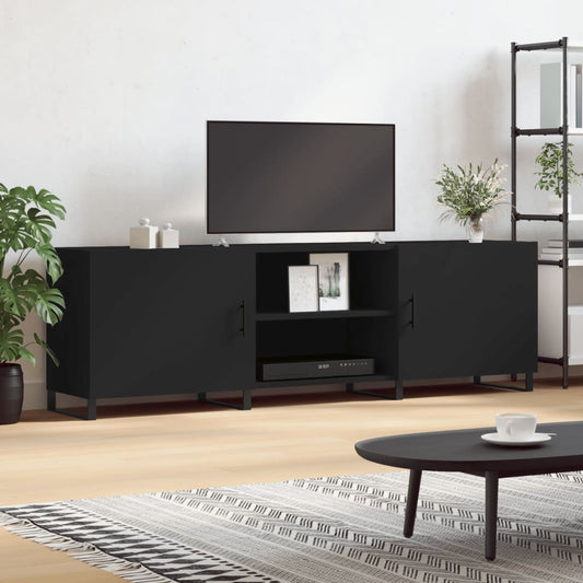 Mobile Porta TV Nero 150x30x50 cm in Legno Multistrato - homemem39