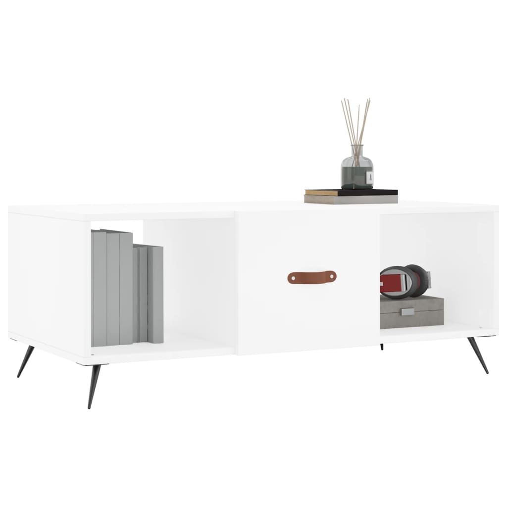 Tavolino da Salotto Bianco 102x50x40 cm in Legno Multistrato | homemem39