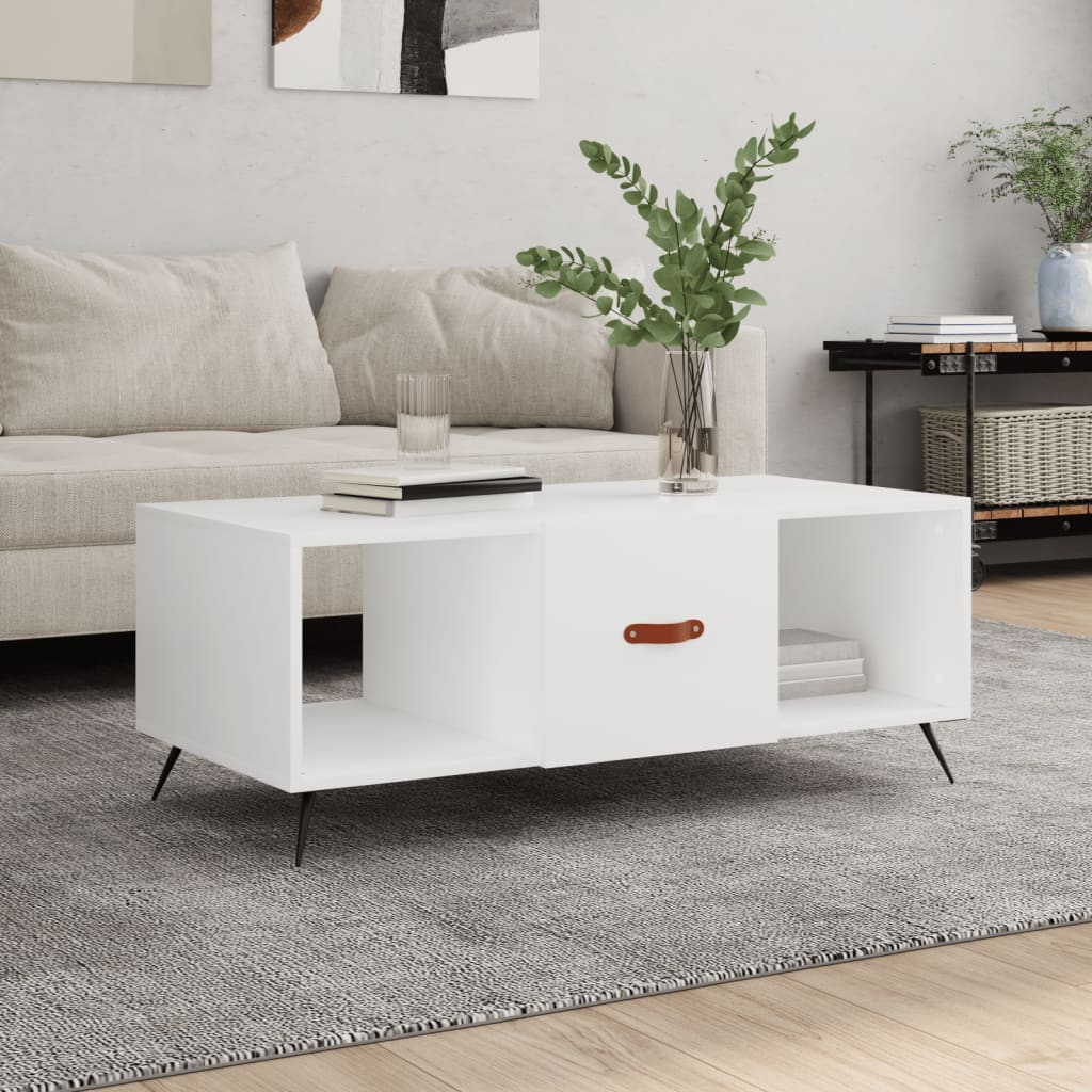 Tavolino da Salotto Bianco 102x50x40 cm in Legno Multistrato | homemem39