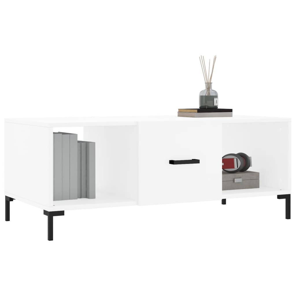 Tavolino da Salotto Bianco 102x50x40 cm in Legno Multistrato | homemem39