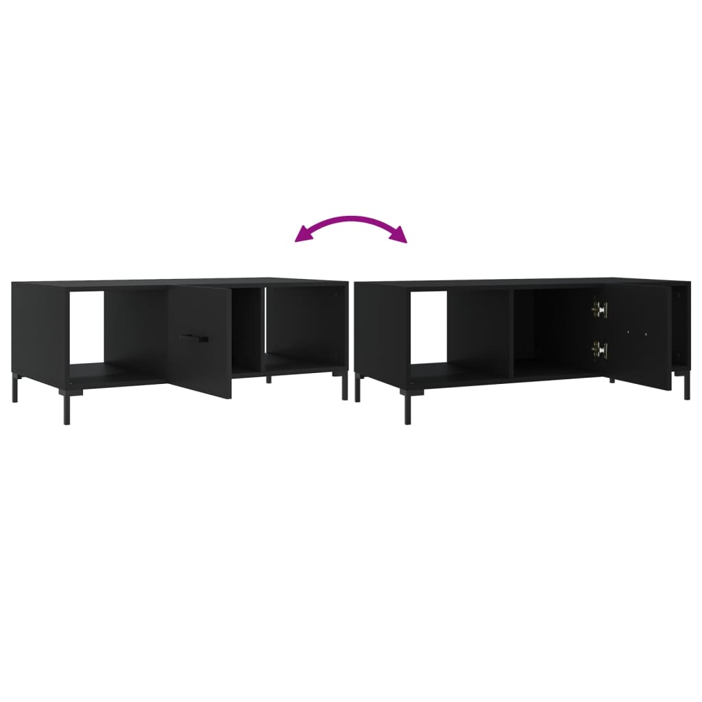 Tavolino da Salotto Nero 102x50x40 cm in Legno Multistrato