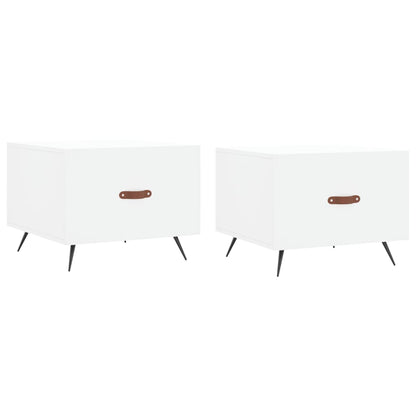 Tavolini da Salotto 2 pz Bianchi 50x50x40 cm Legno Multistrato | homemem39