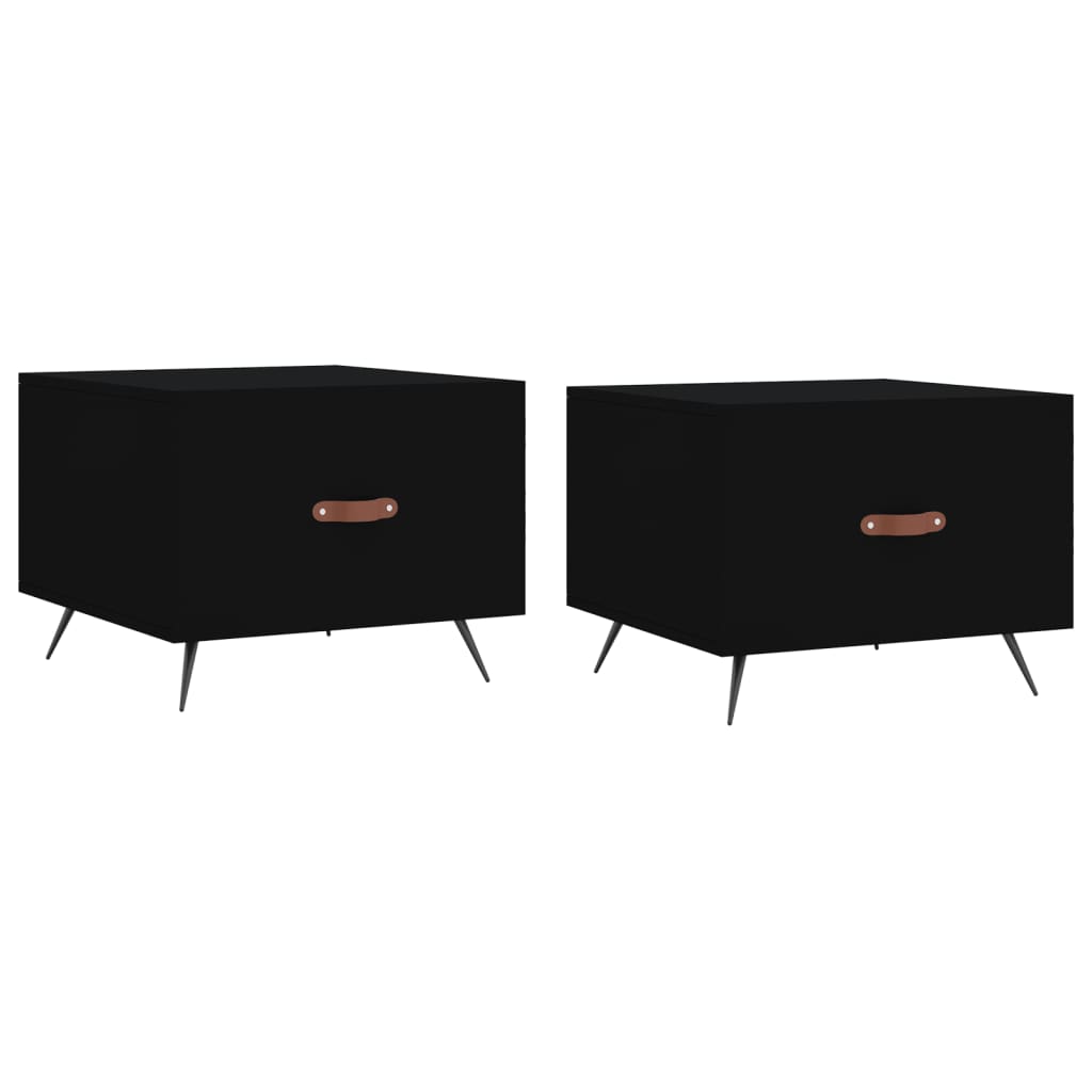 Tavolini da Salotto 2 pz Neri 50x50x40 cm in Legno Multistrato | homemem39