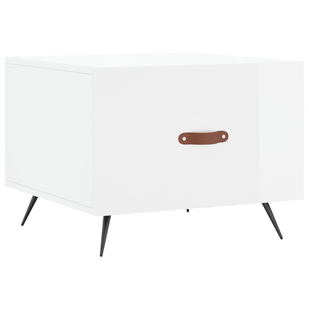 Tavolino da Salotto Bianco Lucido 50x50x40 cm Legno Multistrato | homemem39