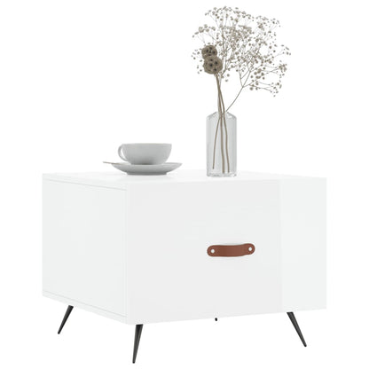 Tavolino da Salotto Bianco Lucido 50x50x40 cm Legno Multistrato | homemem39