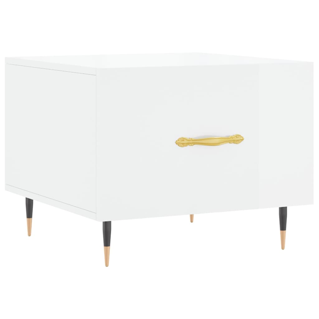 Tavolino da Salotto Bianco Lucido 50x50x40 cm Legno Multistrato | homemem39