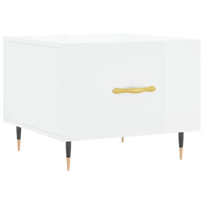 Tavolino da Salotto Bianco Lucido 50x50x40 cm Legno Multistrato | homemem39