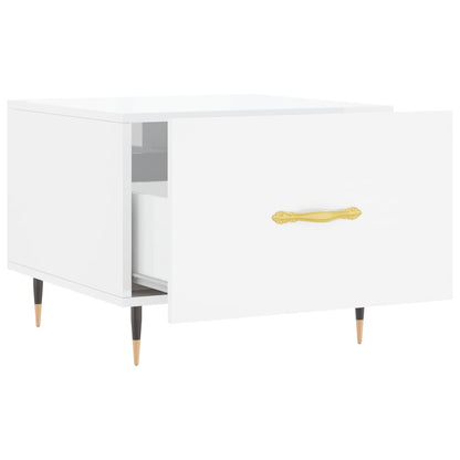 Tavolino da Salotto Bianco Lucido 50x50x40 cm Legno Multistrato | homemem39