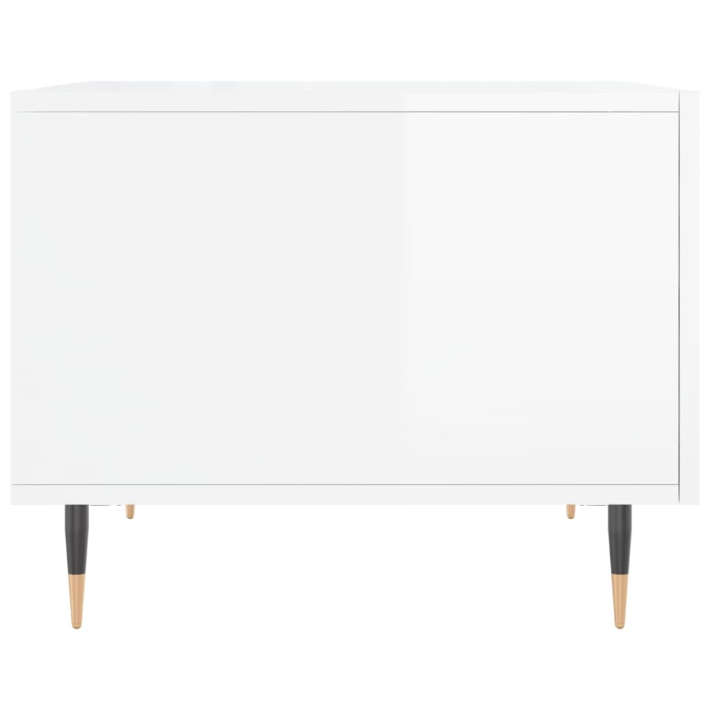 Tavolini Salotto 2pz Bianco Lucido 50x50x40cm Legno Multistrato