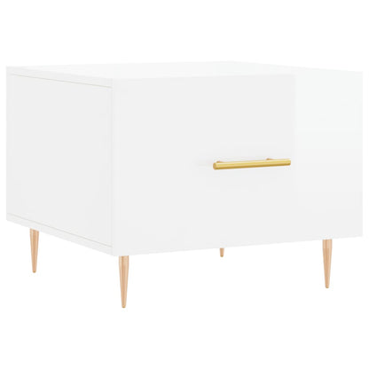 Tavolini Salotto 2pz Bianco Lucido 50x50x40cm Legno Multistrato