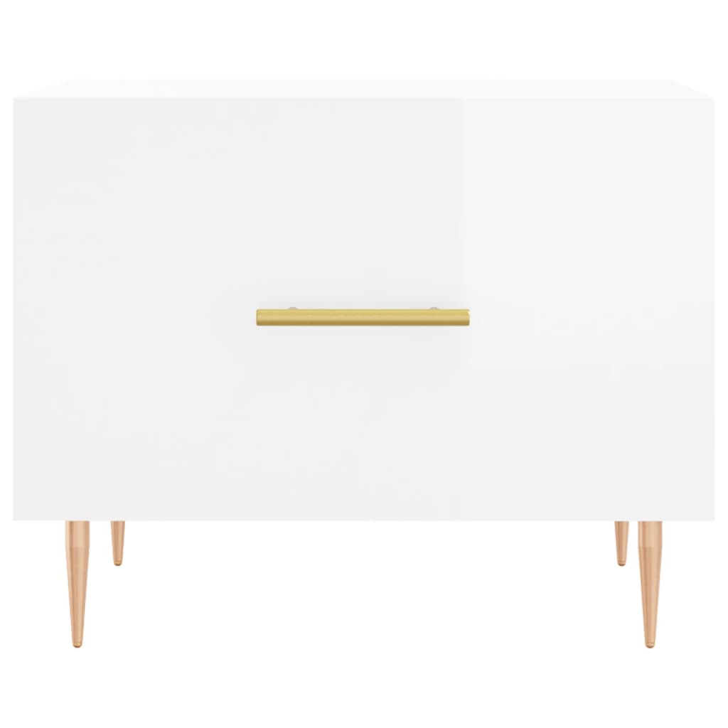 Tavolini Salotto 2pz Bianco Lucido 50x50x40cm Legno Multistrato