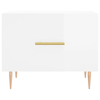 Tavolini Salotto 2pz Bianco Lucido 50x50x40cm Legno Multistrato
