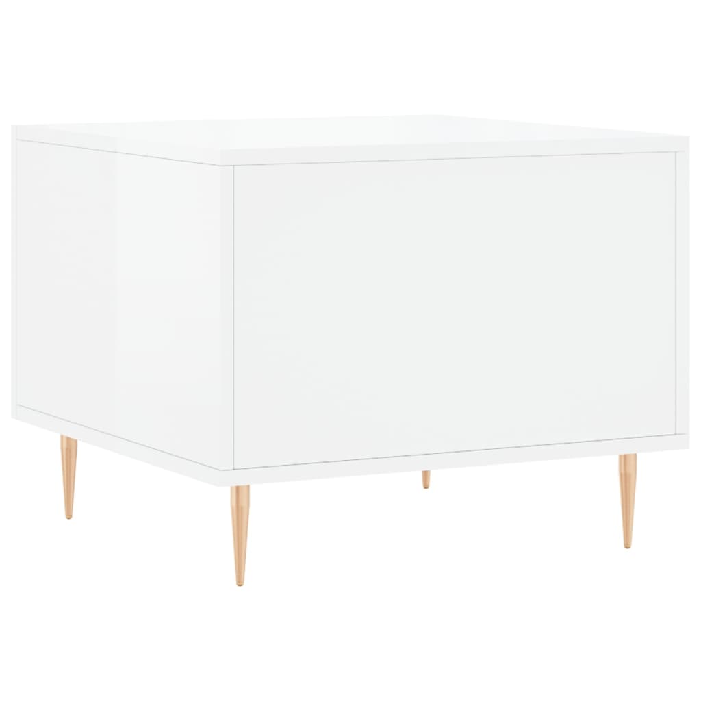 Tavolini Salotto 2pz Bianco Lucido 50x50x40cm Legno Multistrato