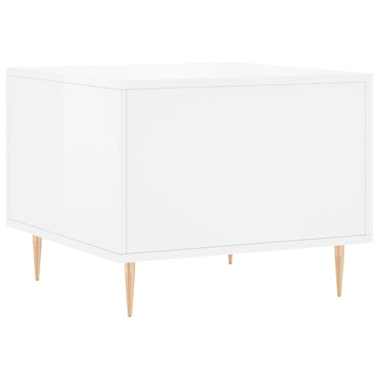 Tavolini Salotto 2pz Bianco Lucido 50x50x40cm Legno Multistrato