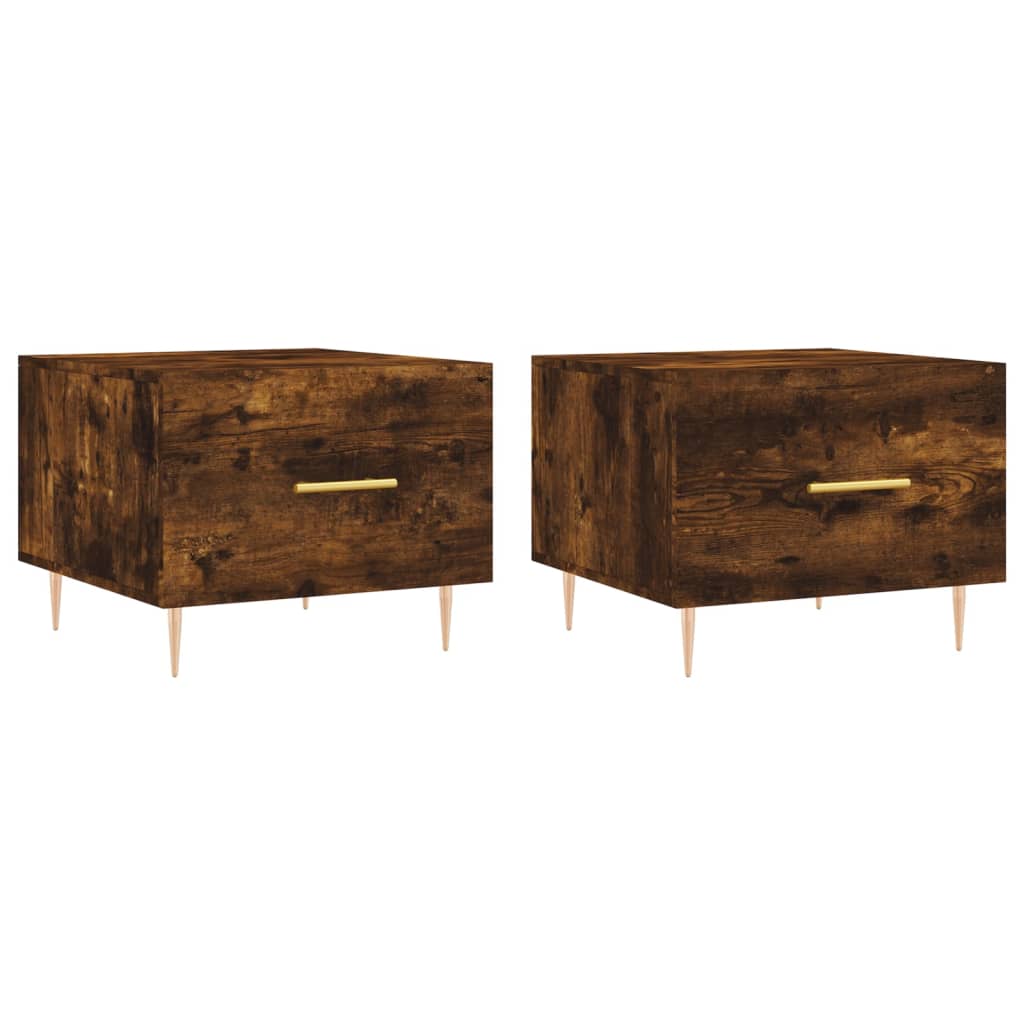 Tavolini Salotto 2 pz Rovere Fumo 50x50x40cm Legno Multistrato
