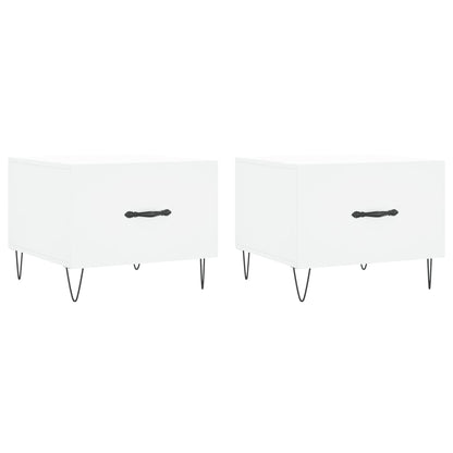 Tavolini da Salotto 2 pz Bianchi 50x50x40 cm Legno Multistrato