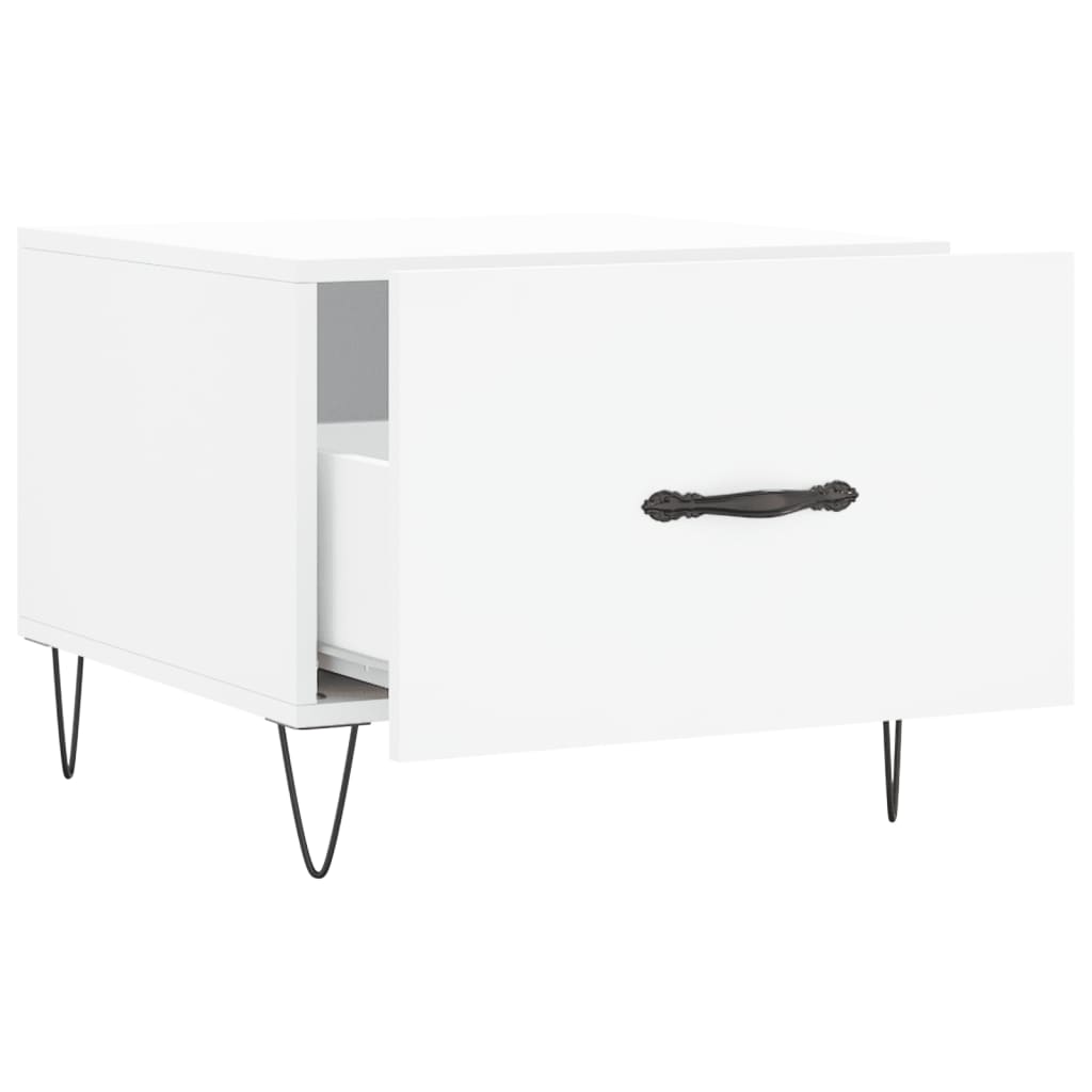Tavolini da Salotto 2 pz Bianchi 50x50x40 cm Legno Multistrato