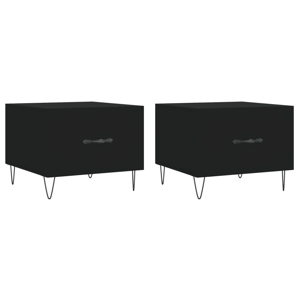 Tavolini da Salotto 2 pz Neri 50x50x40 cm in Legno Multistrato | homemem39