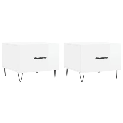 Tavolini Salotto 2pz Bianco Lucido 50x50x40cm Legno Multistrato | homemem39