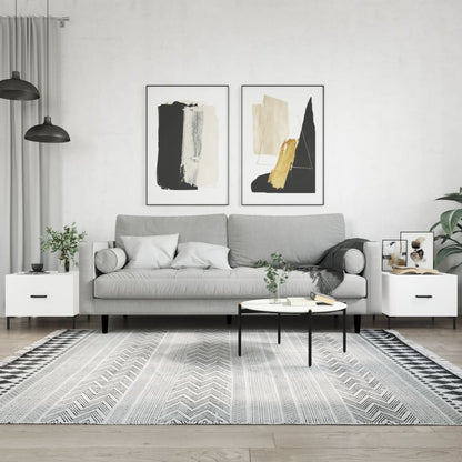 Tavolini da Salotto 2 pz Bianchi 50x50x40 cm Legno Multistrato | homemem39