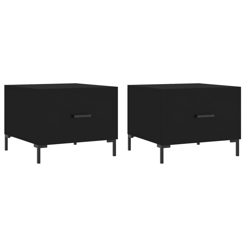 Tavolini da Salotto 2 pz Neri 50x50x40 cm in Legno Multistrato | homemem39