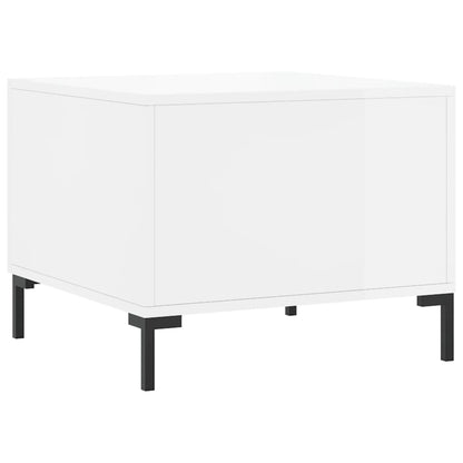 Tavolino da Salotto Bianco Lucido 50x50x40 cm Legno Multistrato | homemem39